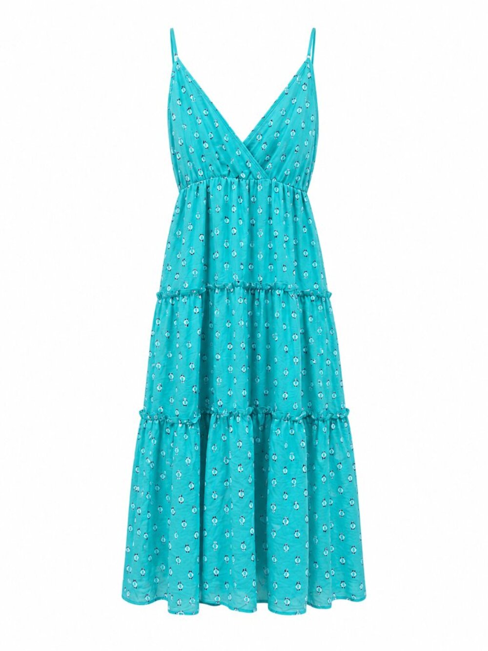 Teal Floral Tiered Maxi Dress